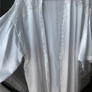 Luxurious White Lace-Accented Robe